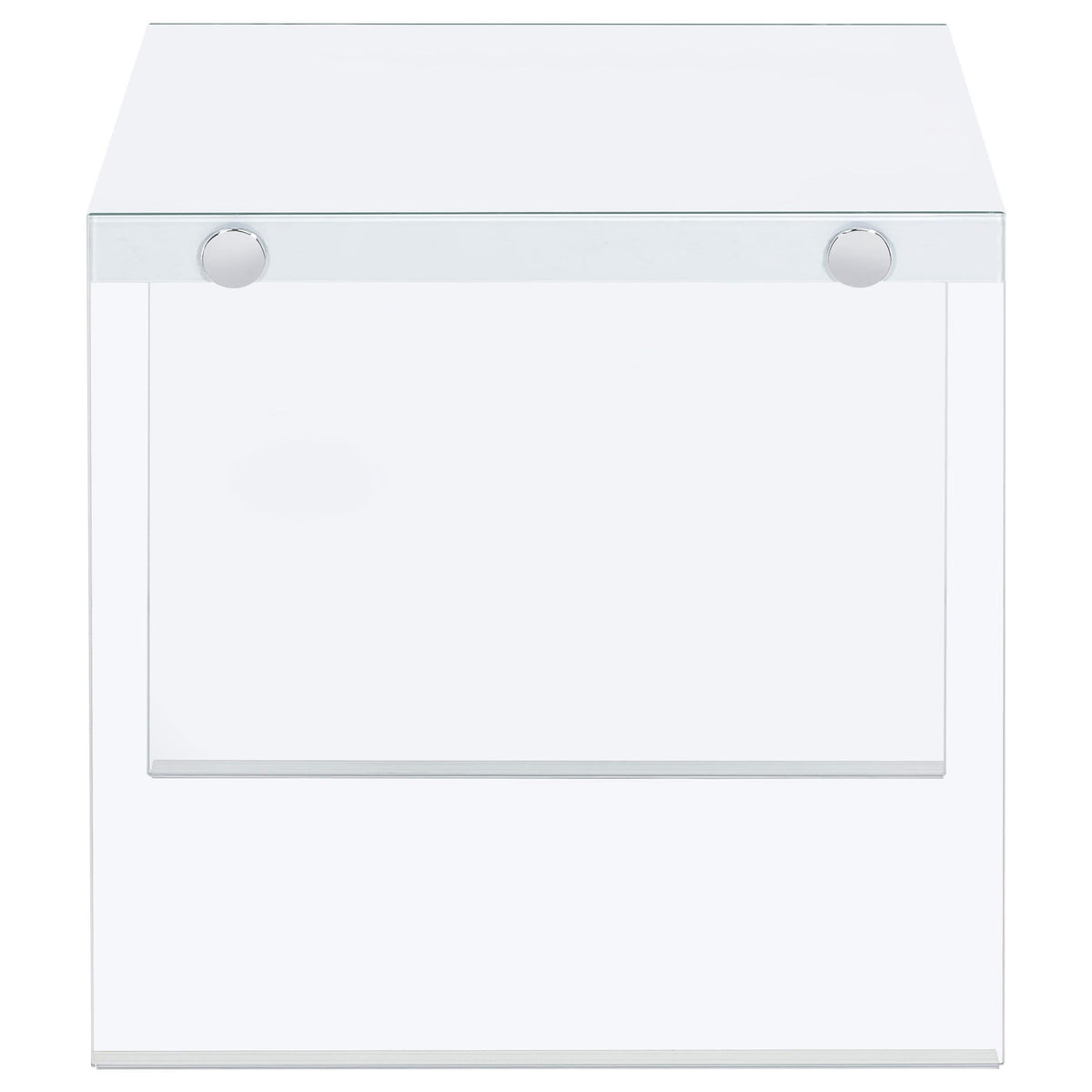 Opal Square Glass Frame Side End Table White High Gloss