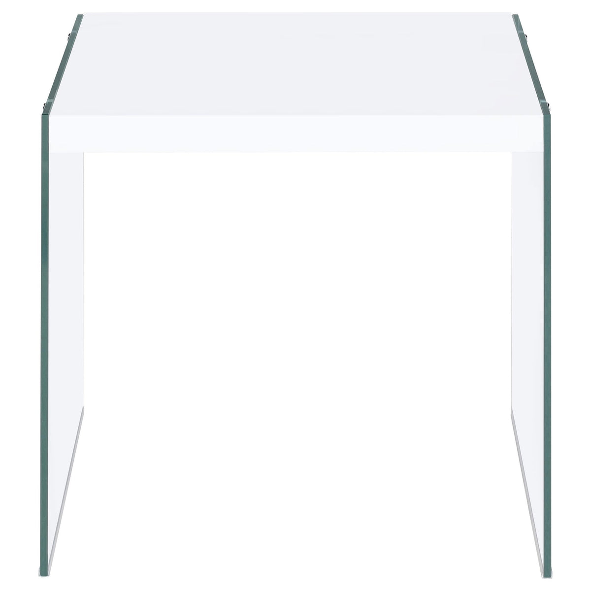 Opal Square Glass Frame Side End Table White High Gloss