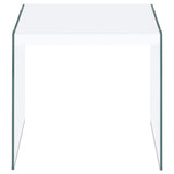 Opal Square Glass Frame Side End Table White High Gloss