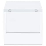Opal Square Glass Frame Side End Table White High Gloss
