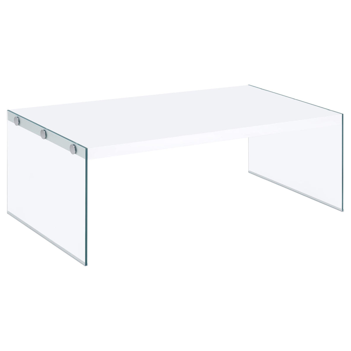 Juego de mesa de centro y auxiliar de 2 piezas Opal blanco de alto brillo