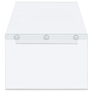 Mesa de centro rectangular con marco de vidrio opalino blanco de alto brillo