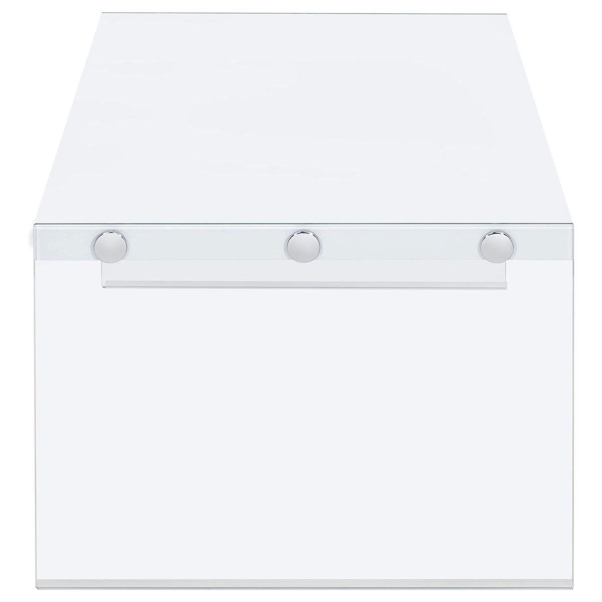 Mesa de centro rectangular con marco de vidrio opalino blanco de alto brillo