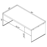 Mesa de centro rectangular con marco de vidrio opalino blanco de alto brillo