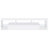 Mueble para TV Jude de 71 pulgadas, madera de ingeniería, con 2 cajones, blanco brillante