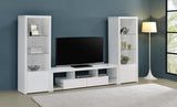 Mueble para TV Jude de 71 pulgadas, madera de ingeniería, con 2 cajones, blanco brillante