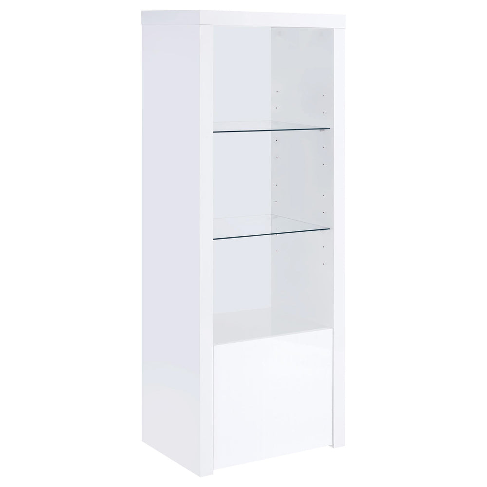 Torre multimedia Jude de 3 estantes de madera de ingeniería, blanco brillante