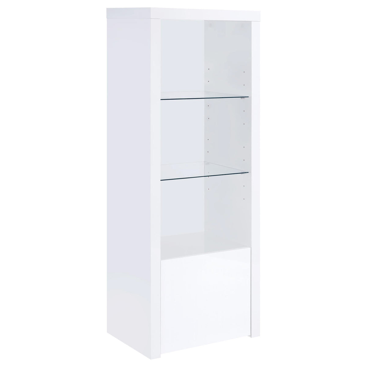 Torre multimedia Jude de 3 estantes de madera de ingeniería, blanco brillante