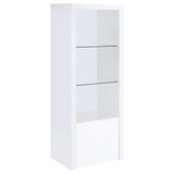 Torre multimedia Jude de 3 estantes de madera de ingeniería, blanco brillante