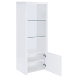 Torre multimedia Jude de 3 estantes de madera de ingeniería, blanco brillante