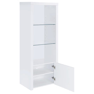 Torre multimedia Jude de 3 estantes de madera de ingeniería, blanco brillante