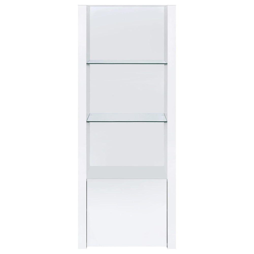 Torre multimedia Jude de 3 estantes de madera de ingeniería, blanco brillante