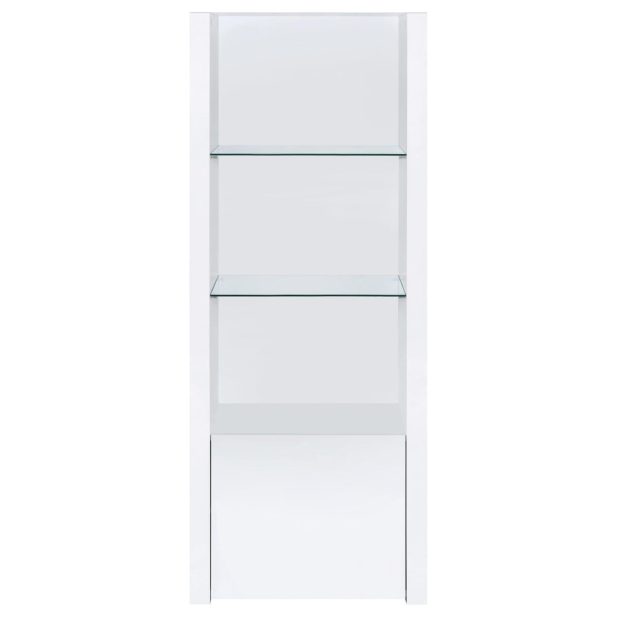 Torre multimedia Jude de 3 estantes de madera de ingeniería, blanco brillante