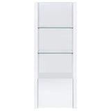 Torre multimedia Jude de 3 estantes de madera de ingeniería, blanco brillante