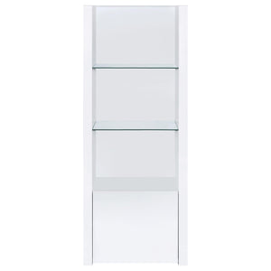 Torre multimedia Jude de 3 estantes de madera de ingeniería, blanco brillante