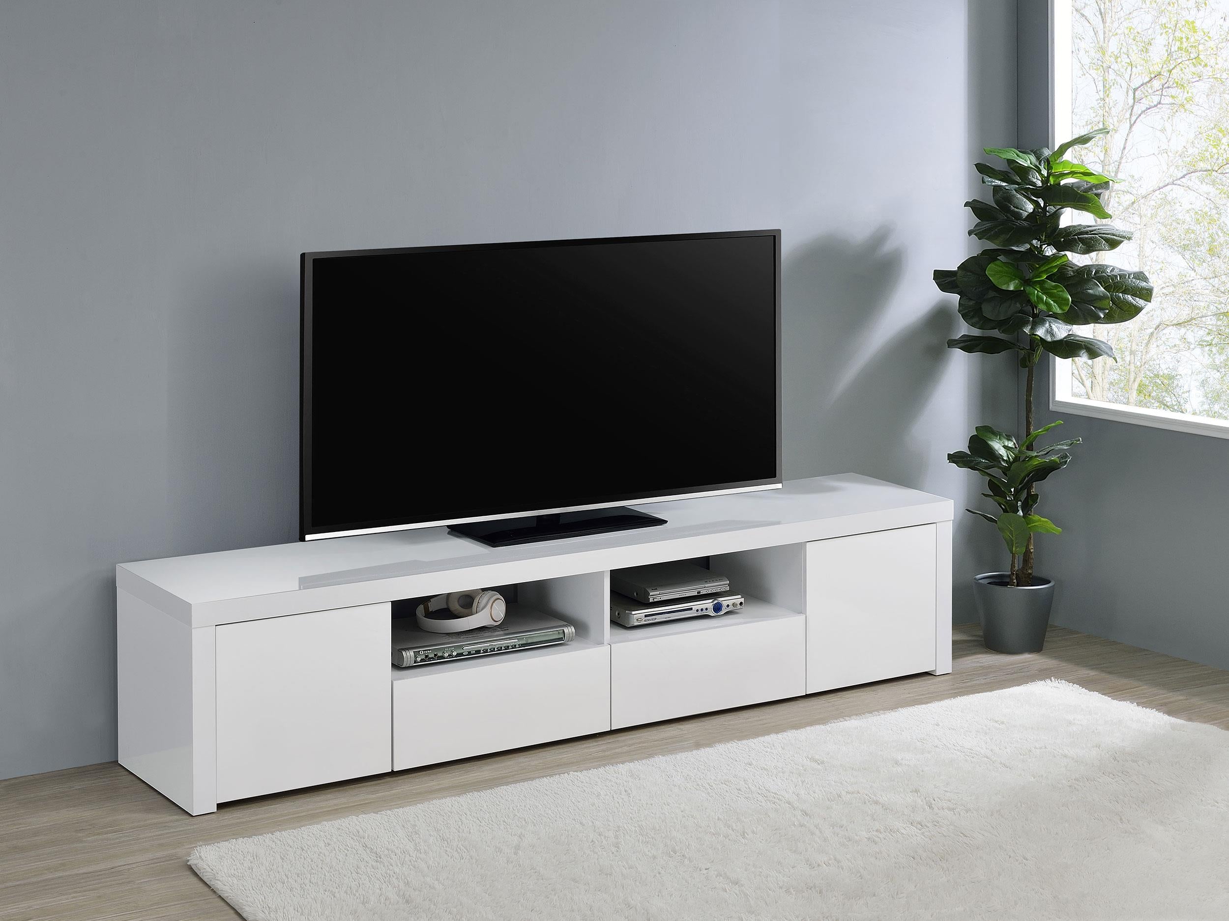 Jude 2-door Engineered Wood 79-inch TV Stand High Gloss White