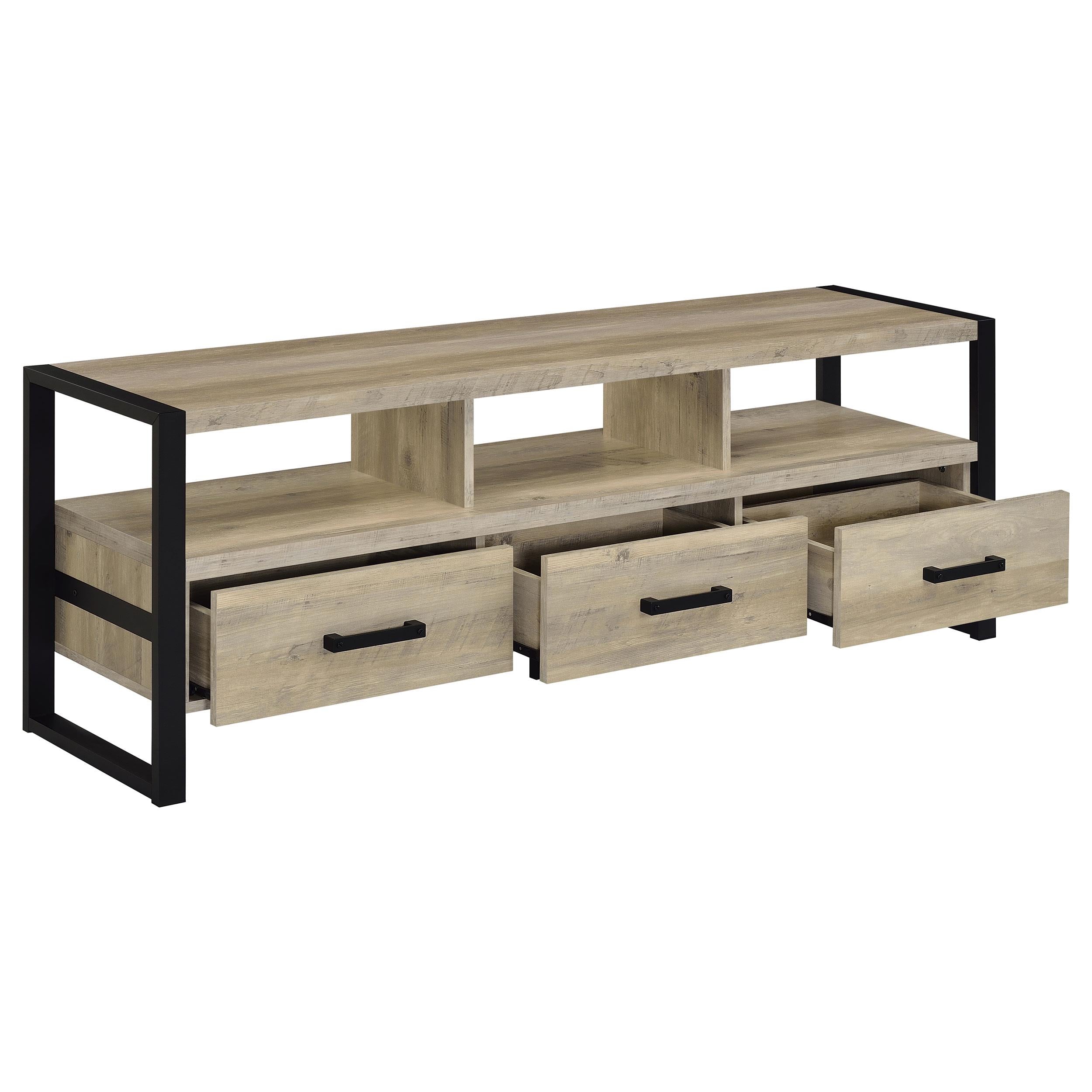 James 3-drawer Engineered Wood 60-inch TV Stand Distressed Pine