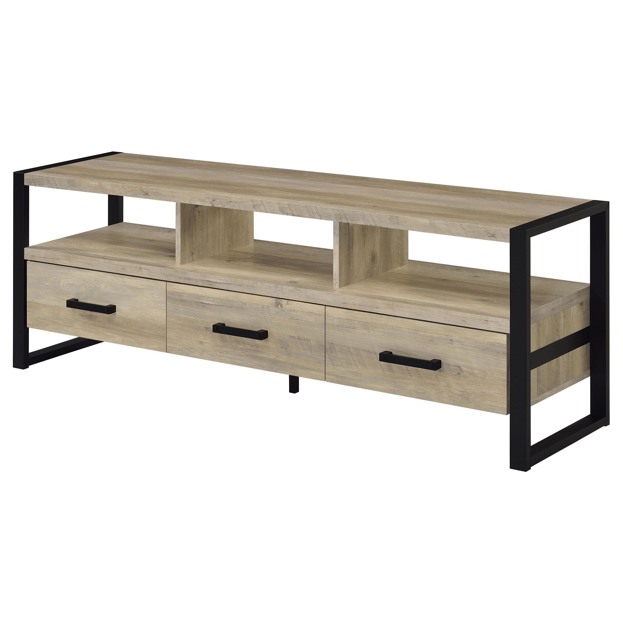 James 3-drawer Engineered Wood 60-inch TV Stand Distressed Pine