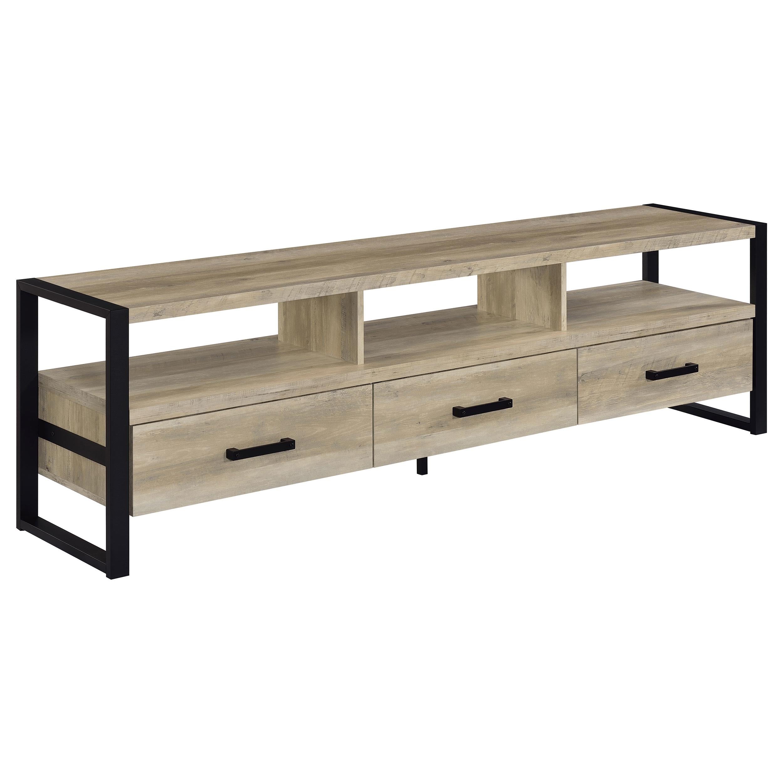 James 3-drawer Engineered Wood 71-inch TV Stand Distressed Pine