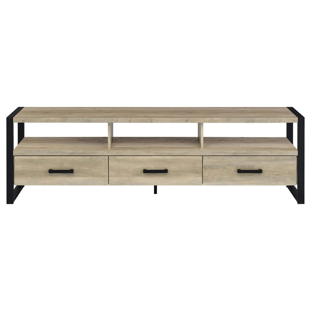 James 3-drawer Engineered Wood 71-inch TV Stand Distressed Pine