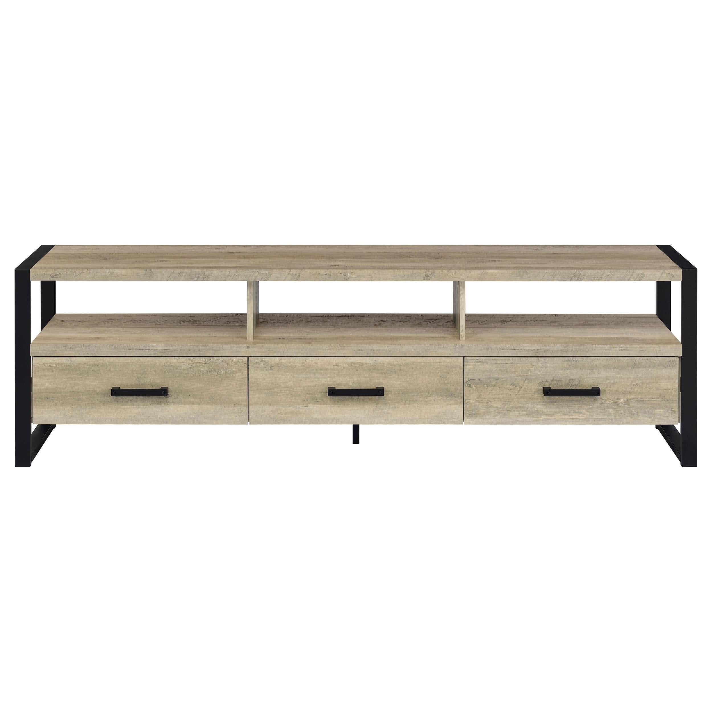 James 3-drawer Engineered Wood 71-inch TV Stand Distressed Pine
