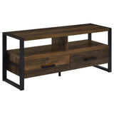 Mueble para TV James de 48 pulgadas, de madera de ingeniería con dos cajones, color pino oscuro