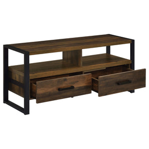 Mueble para TV James de 48 pulgadas, de madera de ingeniería con dos cajones, color pino oscuro