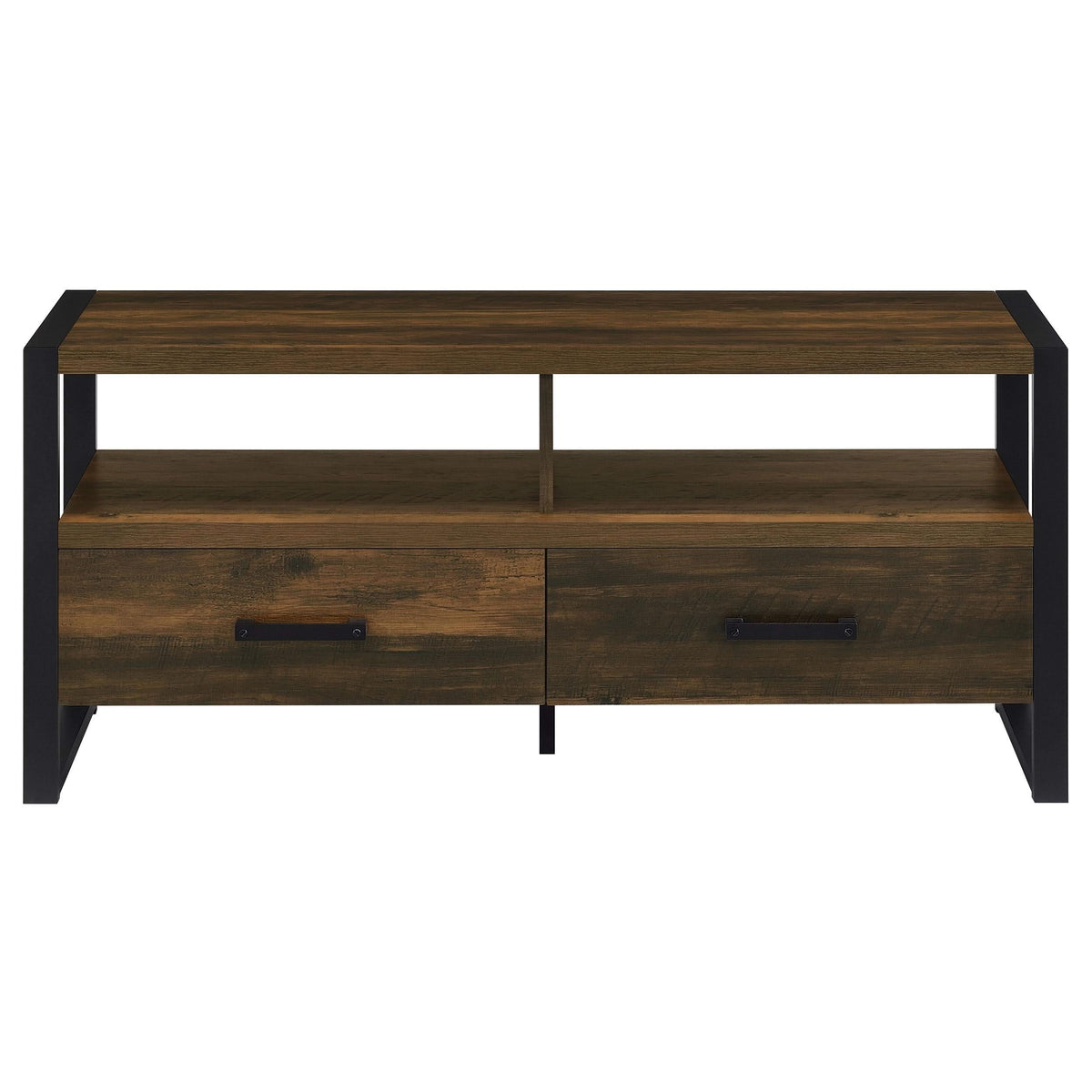 Mueble para TV James de 48 pulgadas, de madera de ingeniería con dos cajones, color pino oscuro