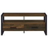 Mueble para TV James de 48 pulgadas, de madera de ingeniería con dos cajones, color pino oscuro