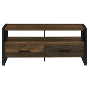 Mueble para TV James de 48 pulgadas, de madera de ingeniería con dos cajones, color pino oscuro