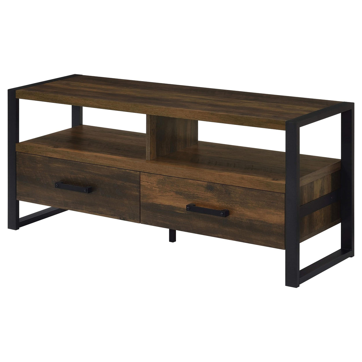 Mueble para TV James de 48 pulgadas, de madera de ingeniería con dos cajones, color pino oscuro