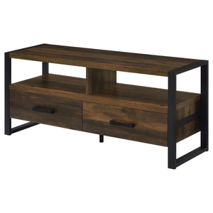 Mueble para TV James de 48 pulgadas, de madera de ingeniería con dos cajones, color pino oscuro