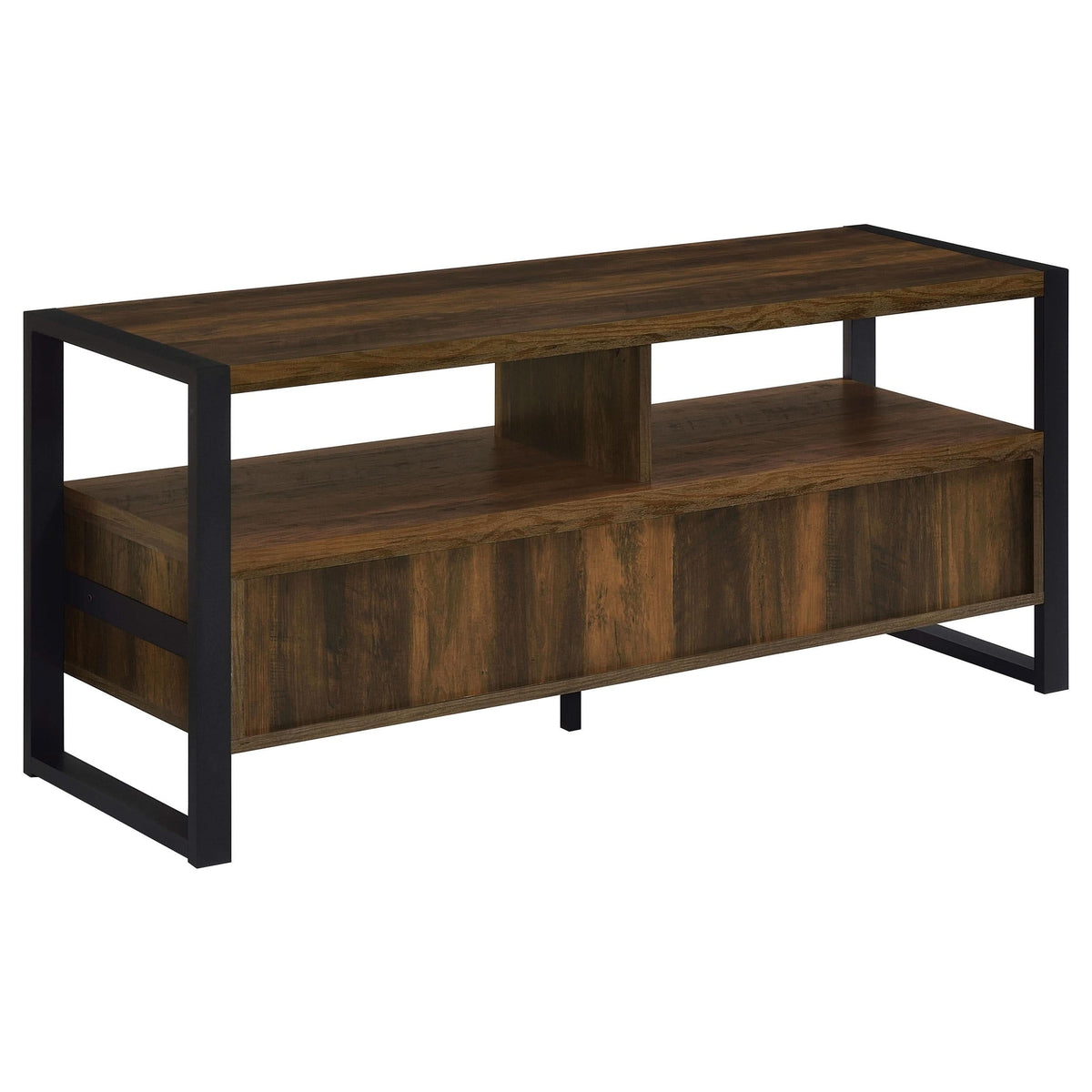 Mueble para TV James de 48 pulgadas, de madera de ingeniería con dos cajones, color pino oscuro