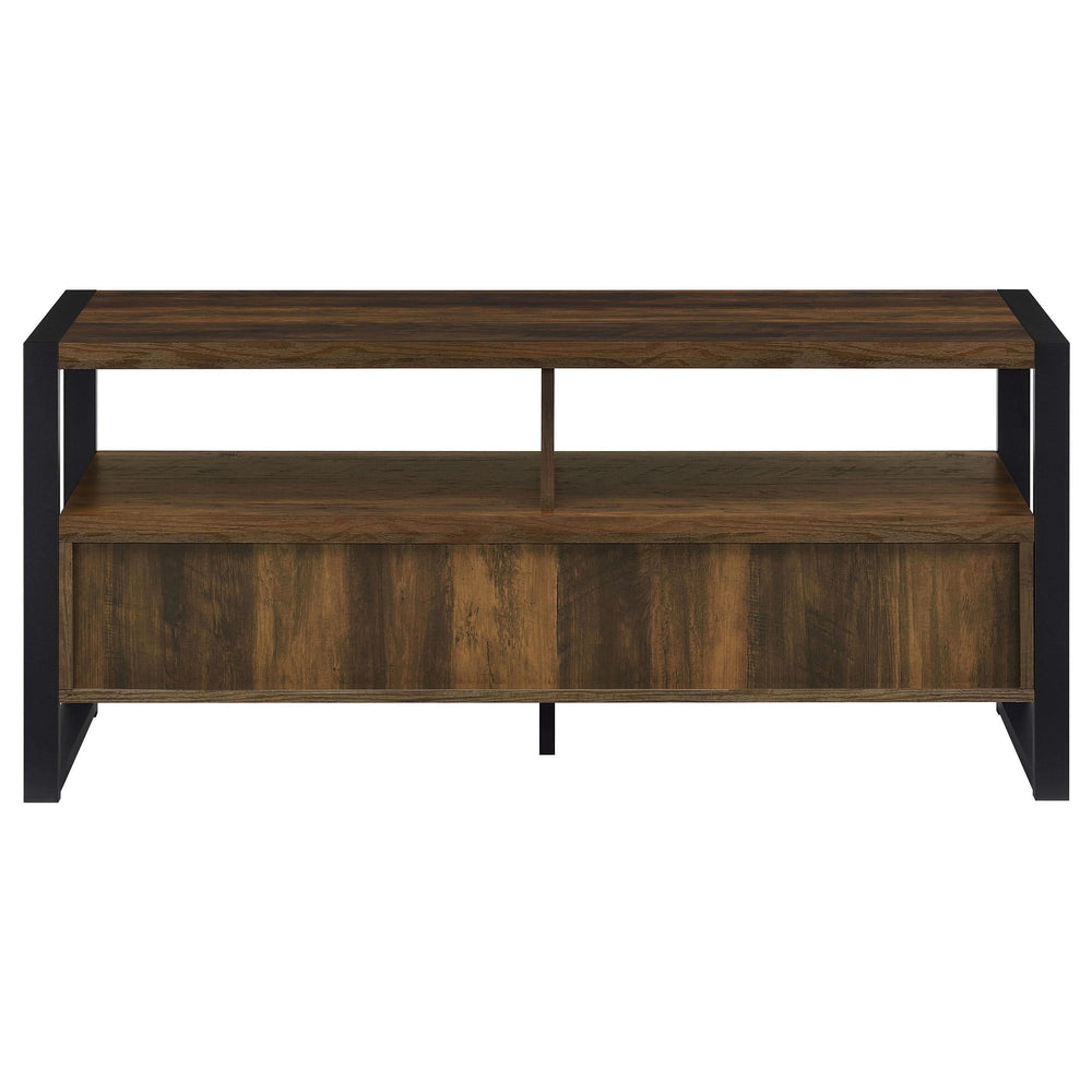 Mueble para TV James de 48 pulgadas, de madera de ingeniería con dos cajones, color pino oscuro