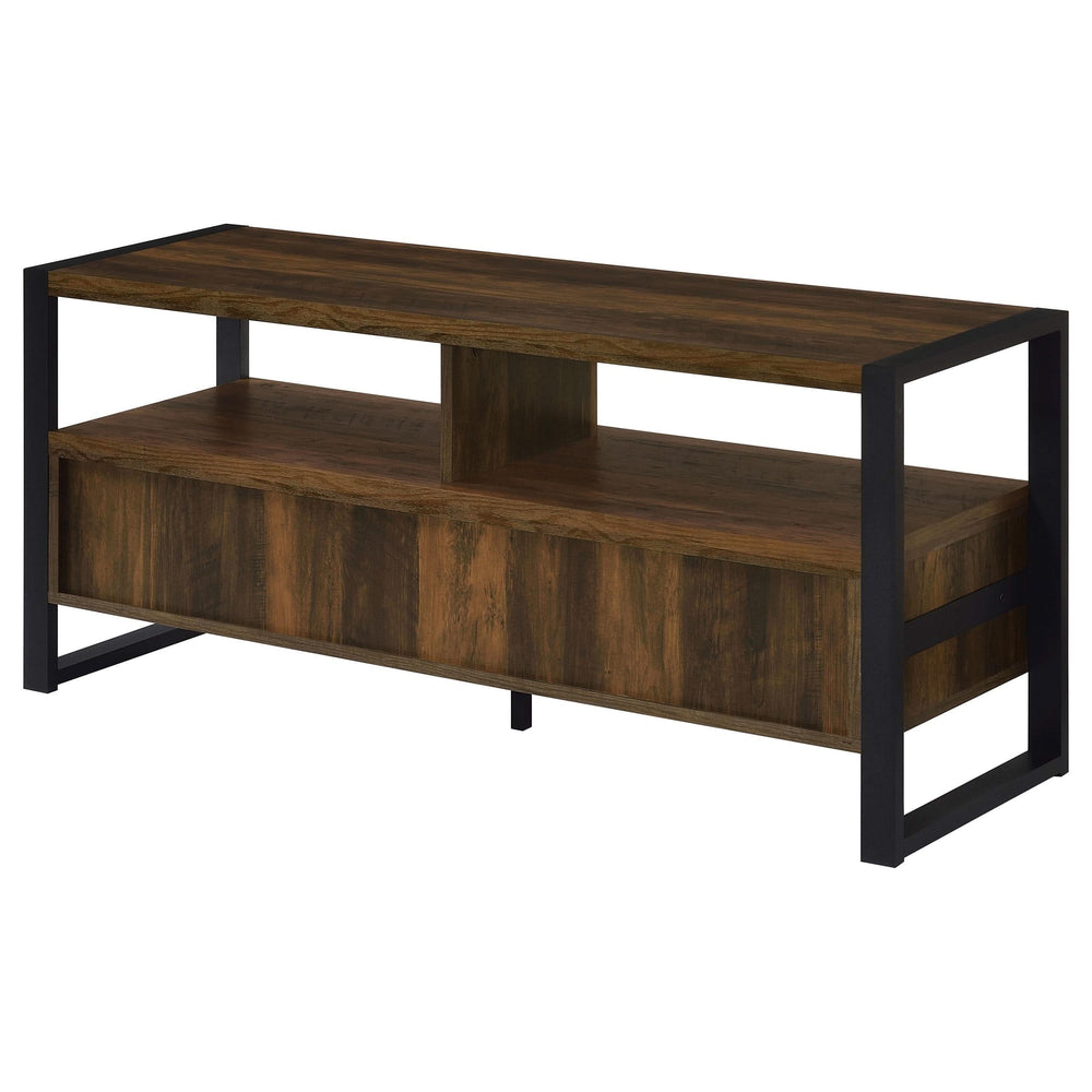 Mueble para TV James de 48 pulgadas, de madera de ingeniería con dos cajones, color pino oscuro