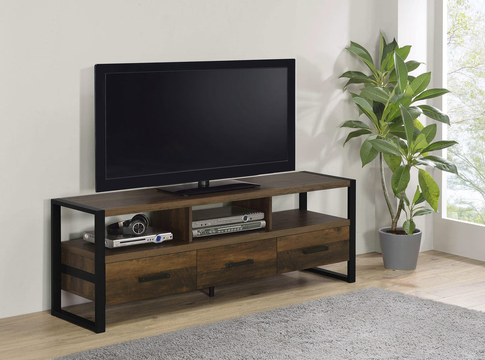 Mueble para TV James de 60 pulgadas, de madera de ingeniería con 3 cajones, color pino oscuro