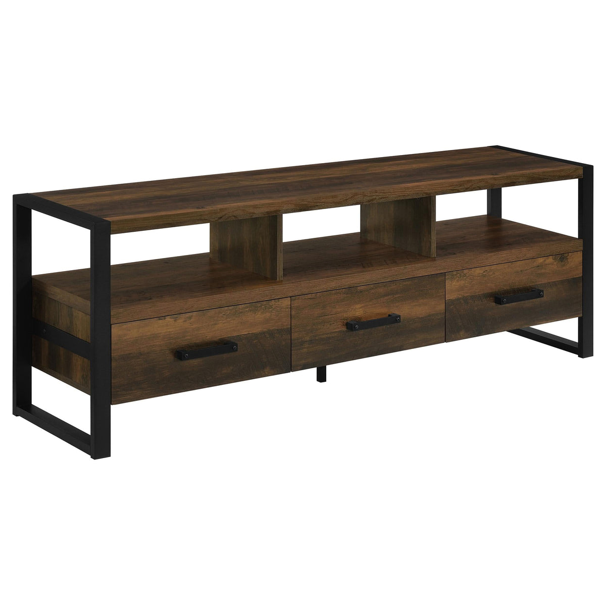 Mueble para TV James de 60 pulgadas, de madera de ingeniería con 3 cajones, color pino oscuro