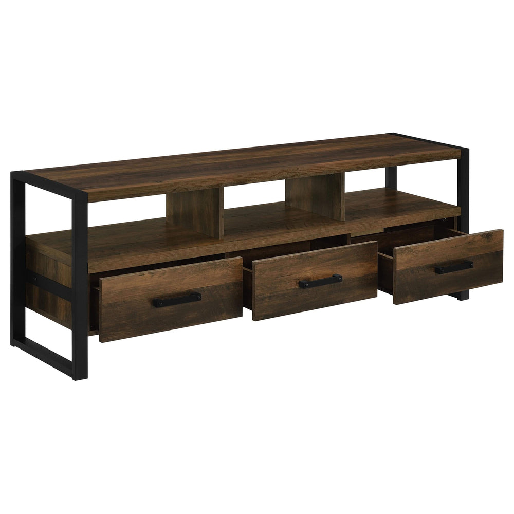 Mueble para TV James de 60 pulgadas, de madera de ingeniería con 3 cajones, color pino oscuro