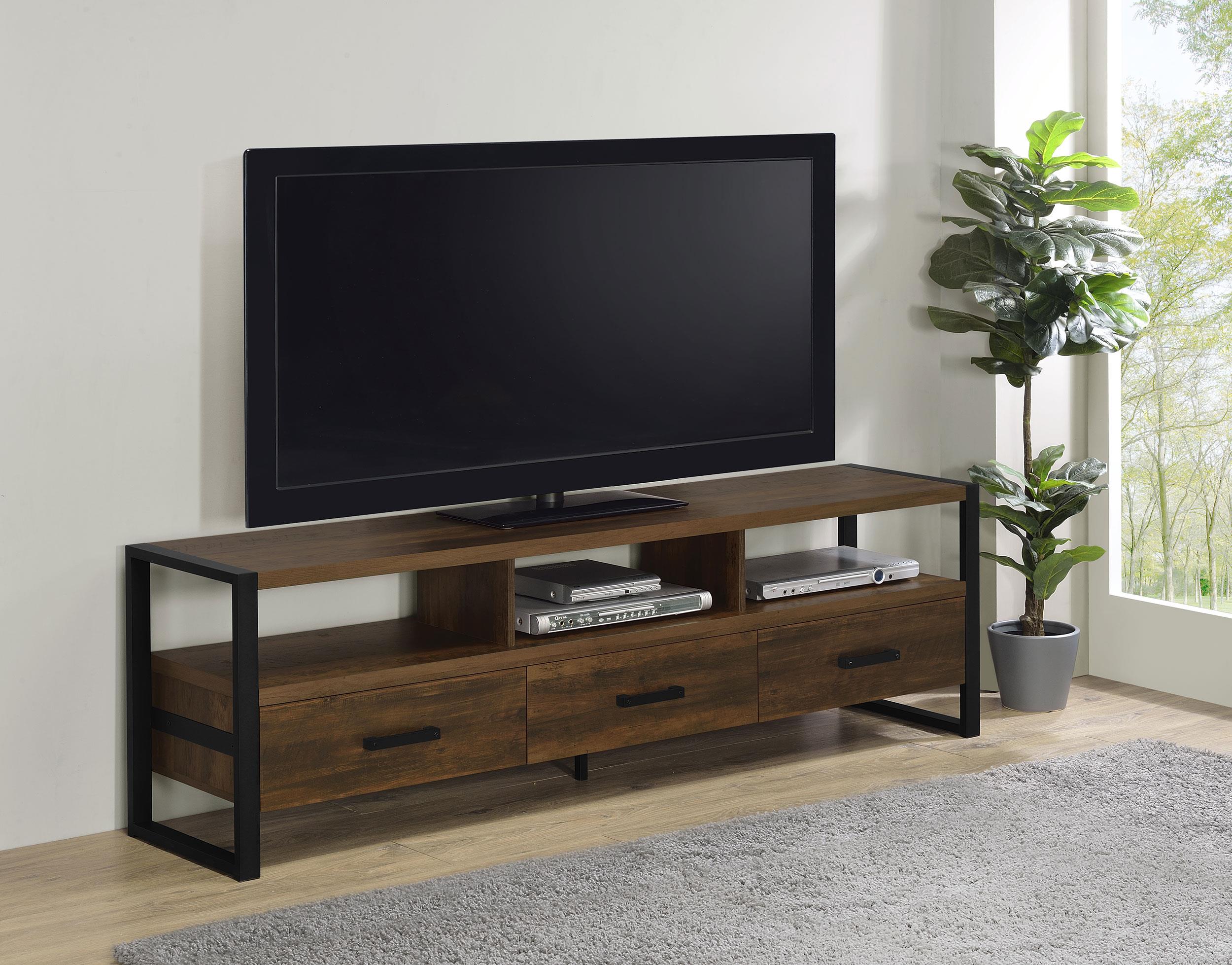 James 3-drawer Engineered Wood 71-inch TV Stand Dark Pine