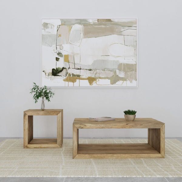 Juego de mesa auxiliar y de centro Benton de 2 piezas de mango macizo, color natural