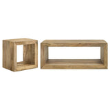 Juego de mesa auxiliar y de centro Benton de 2 piezas de mango macizo, color natural