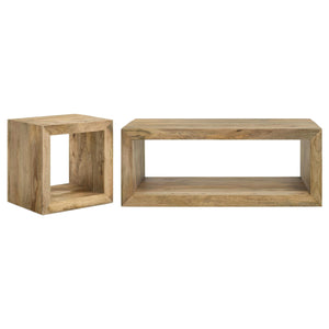 Juego de mesa auxiliar y de centro Benton de 2 piezas de mango macizo, color natural