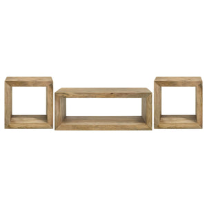 Juego de mesa auxiliar y de centro Benton de 3 piezas de mango macizo, color natural