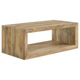 Juego de mesa auxiliar y de centro Benton de 3 piezas de mango macizo, color natural