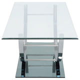Mesa de centro rectangular Danville con tapa de vidrio en forma de U y cromo