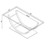 Mesa de centro rectangular Danville con tapa de vidrio en forma de U y cromo