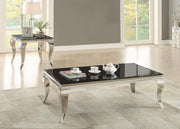 Carone 2-piece Glass Top Coffee and End Table Set Black