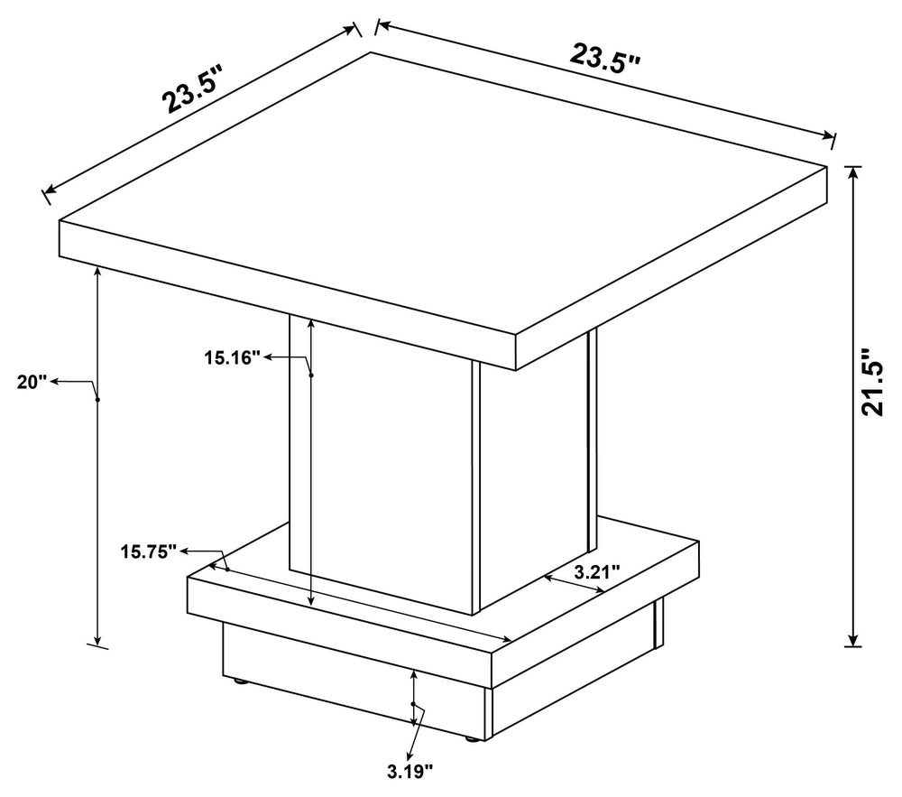 Mesa auxiliar de madera de ingeniería cuadrada Reston Cappuccino