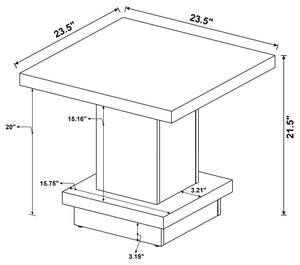 Mesa auxiliar de madera de ingeniería cuadrada Reston Cappuccino