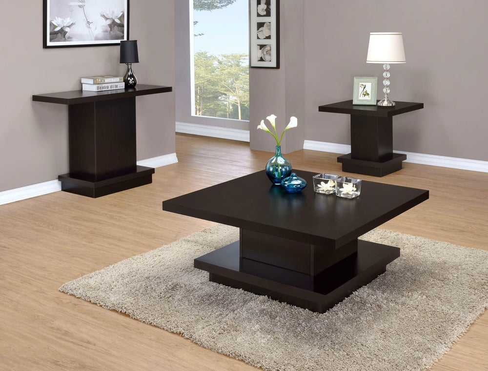 Mesa auxiliar de madera de ingeniería cuadrada Reston Cappuccino
